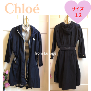 クロエ(Chloe)の大人もOK【Chloe】レイン コート ロゴ ネイビー 150cm サイズ12(コート)