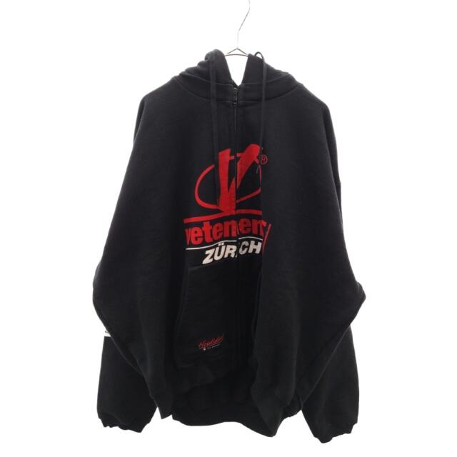 VETEMENTS ヴェトモン 18SS Double weltschmerz Zip Hoodie ダブルヴェルトシュメルツ再構築ジップアップパーカー MSS18TR68 ブラックXS備考