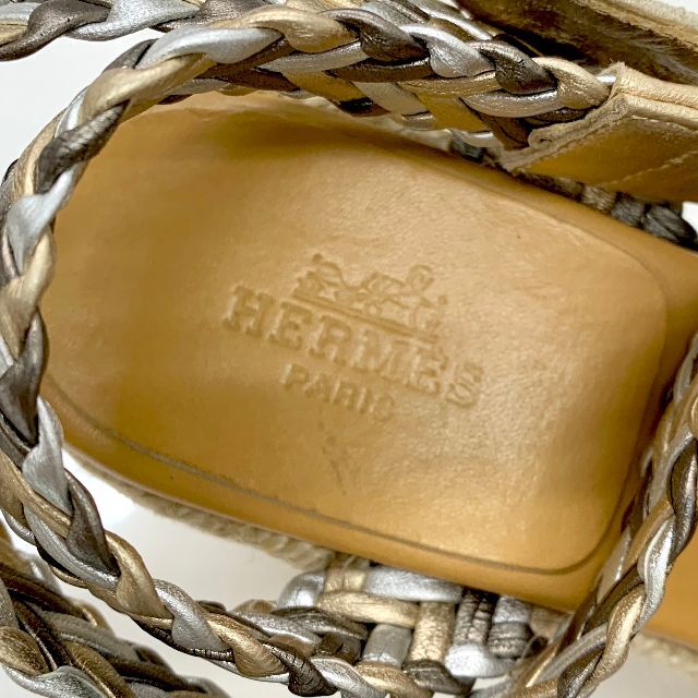 Hermes(エルメス)の3678 エルメス イネス ウェッジサンダル エスパドリーユ ゴールド系 レディースの靴/シューズ(サンダル)の商品写真