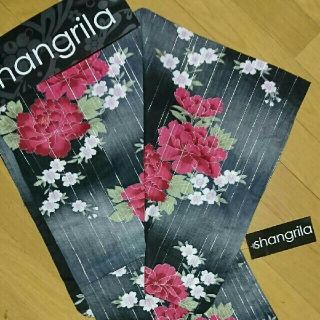 新品 shangrila 浴衣 お仕立て上がりゆかた 花柄 牡丹 和柄 黒