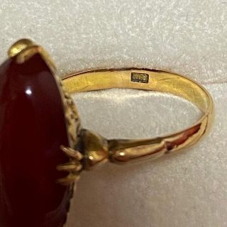 18金 赤瑪瑙 アンティークリング 千本透かし k18 メノウの通販 by