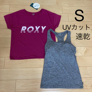 ロキシー(Roxy)のロキシー　Sサイズ　ピンク&グレー　Tシャツ&タンクトップ(Tシャツ(半袖/袖なし))