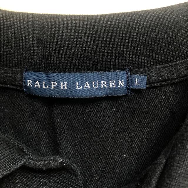 POLO RALPH LAUREN(ポロラルフローレン)のポロバイラルフローレン BIGゴールドポニー 半袖ポロシャツ 黒x金 Ｌサイズ レディースのトップス(ポロシャツ)の商品写真