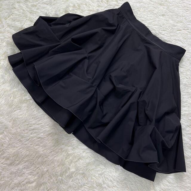FOXEY(フォクシー)の極美品♡Lサイズ♡FOXEY フォクシー ギャザー フレア スカート ブラック レディースのスカート(ひざ丈スカート)の商品写真
