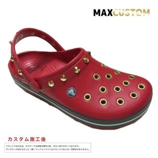 クロックス(crocs)のクロックス crocs パンク カスタム 赤金 新品 22～29cm 純金メッキ(サンダル)