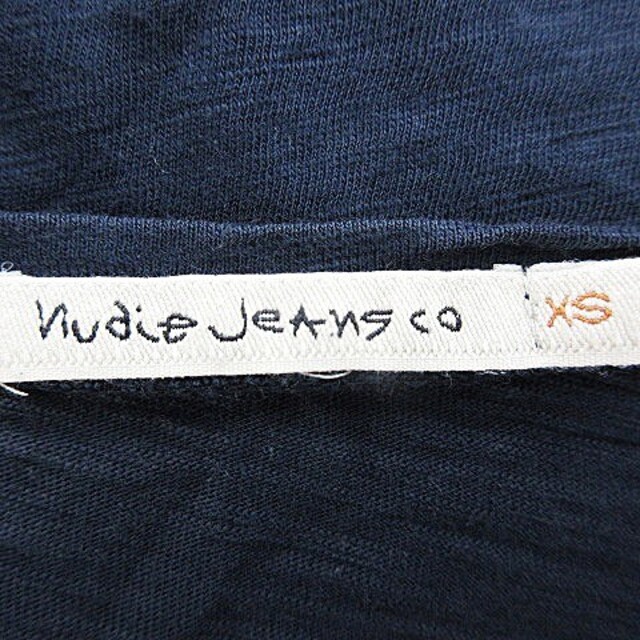 Nudie Jeans(ヌーディジーンズ)のヌーディージーンズ Tシャツ カットソー 半袖 無地 XS 紺 トップス レディースのトップス(Tシャツ(半袖/袖なし))の商品写真