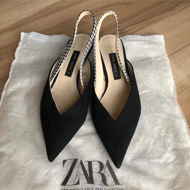 ZARA(ザラ)のZARA ギンガム　ミュール　パンプス　シューズ　39 レディースの靴/シューズ(ハイヒール/パンプス)の商品写真