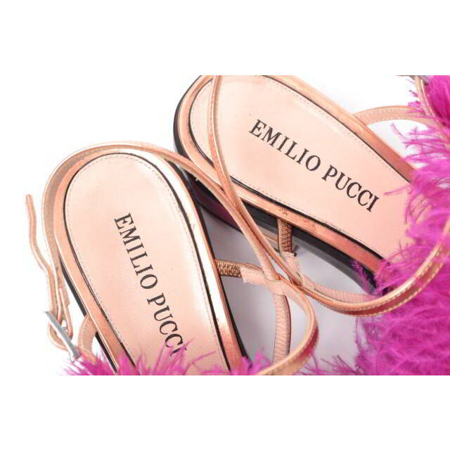 EMILIO PUCCI フェザー装飾 ストラップ サンダル-