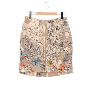 キャシャレル(cacharel)のCacharel シルク混 フロントジップ プリント スカート(その他)