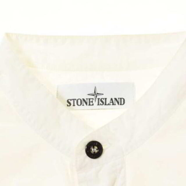 STONE ISLAND コットン バンドカラー シャツ
