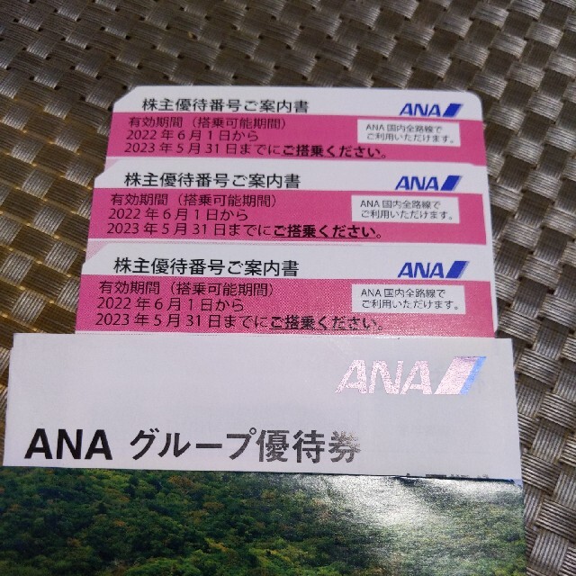 ANA(全日本空輸)(エーエヌエー(ゼンニッポンクウユ))のANA （全日空）株主優待券 3枚セット チケットの優待券/割引券(その他)の商品写真