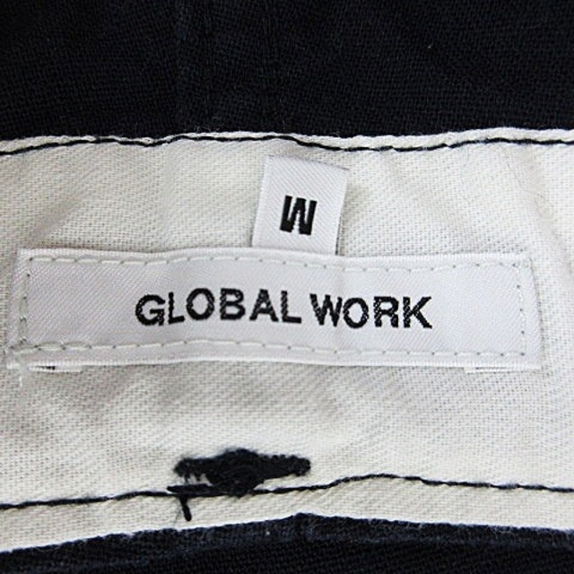 GLOBAL WORK(グローバルワーク)のグローバルワーク パンツ ストレート アンクル丈 コットン 麻混 無地 M 紺 メンズのパンツ(スラックス)の商品写真