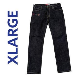 エクストララージ(XLARGE)のお買い得✨　X-LARGE ワイドデニムパンツ 濃紺　ビッグサイズ(デニム/ジーンズ)