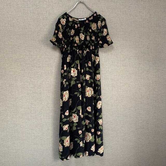 90s ビンテージ アメリカ 花柄 花 フラワー ロングワンピース