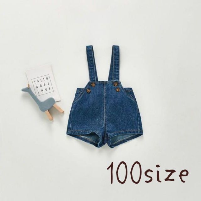 【新商品】100size サロペット デニム キッズ/ベビー/マタニティのキッズ服女の子用(90cm~)(パンツ/スパッツ)の商品写真