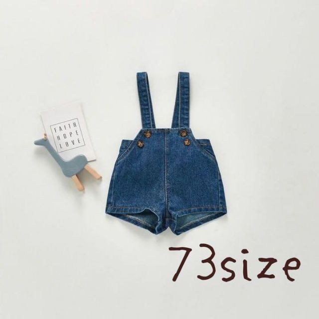 【新商品】73size サロペット デニム キッズ/ベビー/マタニティのベビー服(~85cm)(パンツ)の商品写真