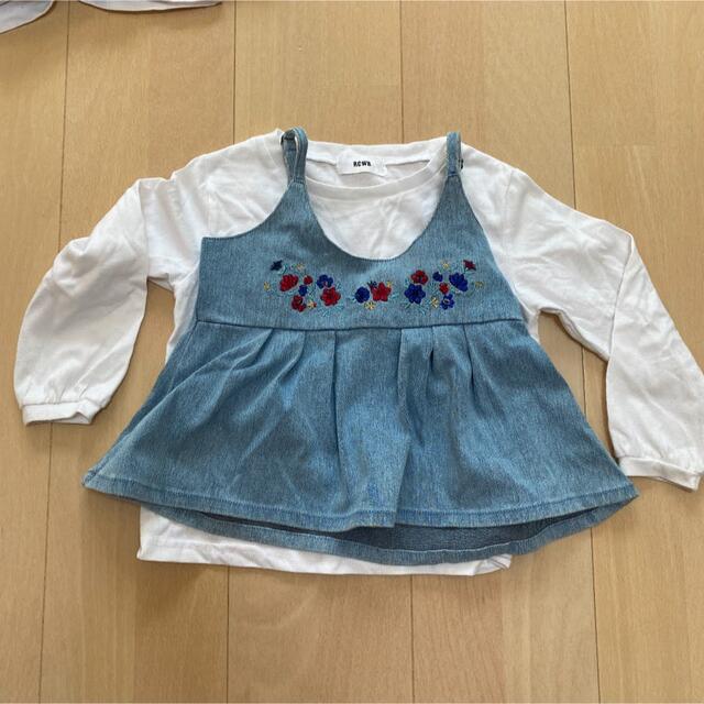 ロデオクラウンズ  キッズ　デニムキャミ　ロンT セット　刺繍入　s m