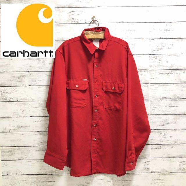 carhartt(カーハート)のカーハート◆長袖シャツ　ダブルポケット　赤　XL オーバーサイズ メンズのトップス(シャツ)の商品写真