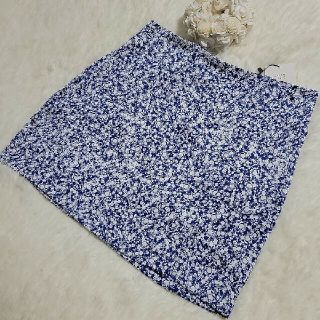 ザラ(ZARA)のザラ ZARA ミニスカート 小花柄 ブルー ホワイト L(ミニスカート)