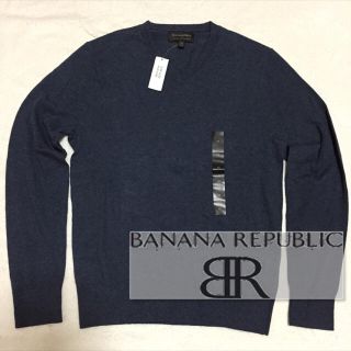 バナナリパブリック(Banana Republic)の新品ブルー系 BANANA REPUBLIC  Vネックニット(ニット/セーター)