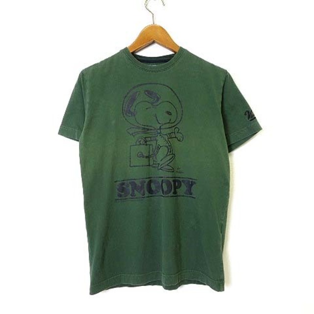 PEANUTS(ピーナッツ)のピーナッツ PEANUTS Tシャツ ロゴ 半袖 S-M モスグリーン 黒 レディースのトップス(Tシャツ(半袖/袖なし))の商品写真