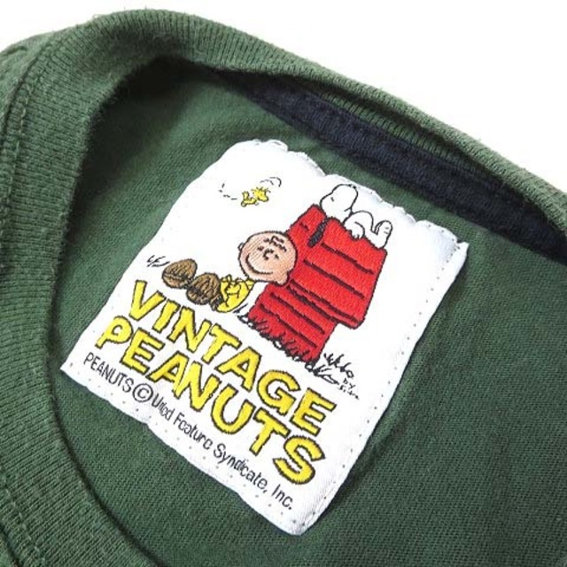 PEANUTS(ピーナッツ)のピーナッツ PEANUTS Tシャツ ロゴ 半袖 S-M モスグリーン 黒 レディースのトップス(Tシャツ(半袖/袖なし))の商品写真