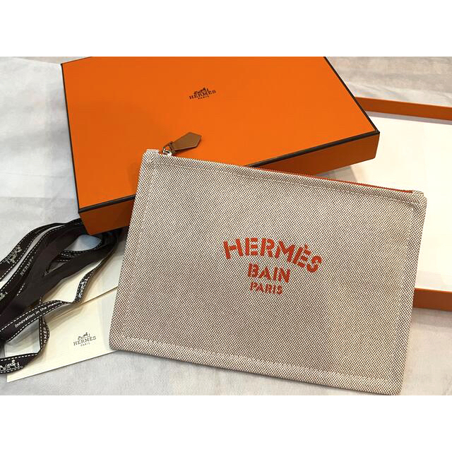 エルメス HERMES ニューヨッティング ポーチPM 小物入れ フラットポーチ ポーチ キャンバス イエロー