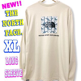 ザノースフェイス(THE NORTH FACE)のレアBOX ☆ 新品 ノースフェイス BOX ロンT  XL LL ベージュ(Tシャツ/カットソー(七分/長袖))