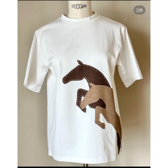 Drawer(ドゥロワー)のseventen ホースプリントTシャツ　M ホワイト×ブラウン セブンテン メンズのトップス(Tシャツ/カットソー(半袖/袖なし))の商品写真