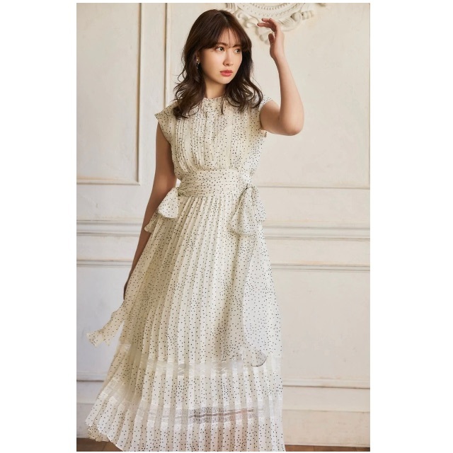 herlipto Polka Dot SideBow Pleated Dress