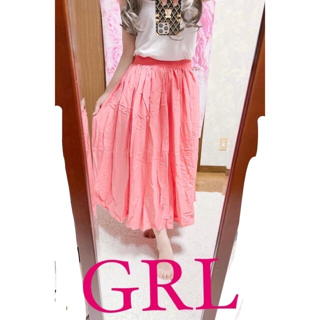 GRL(グレイル)の4869.GRL ピンク フレアスカート 膝丈スカート レディースのスカート(ひざ丈スカート)の商品写真