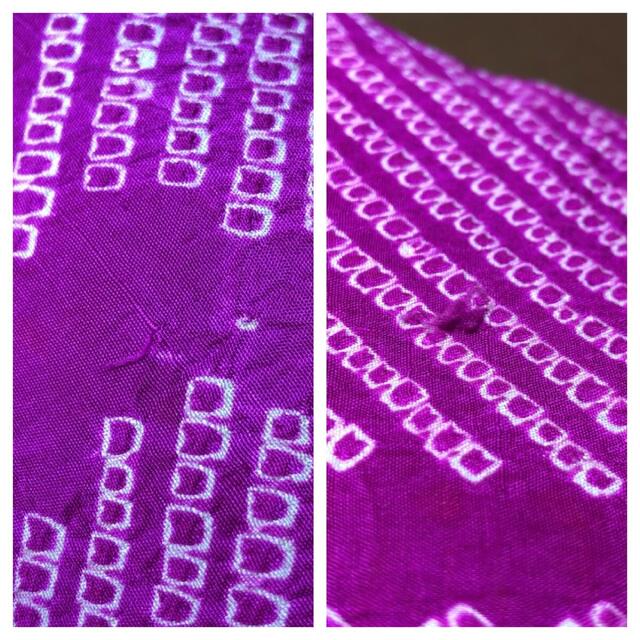 アンティーク　絞り　唐草模様　総絞り　正絹　名古屋帯　紫ピンク色系　鹿の子絞り レディースの水着/浴衣(帯)の商品写真