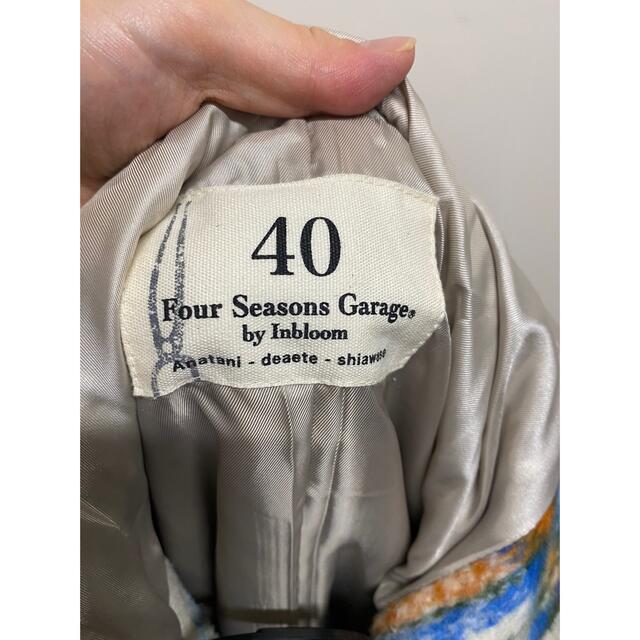 Four Seasons Garage by In bloom(フォーシーズンズガレージバイインブルーム)の白チェックコート レディースのジャケット/アウター(ロングコート)の商品写真