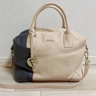 フルラ(Furla)のFURLA フルラ 2way ハンドバッグ ショルダー紐付　ピンクベージュ(ショルダーバッグ)