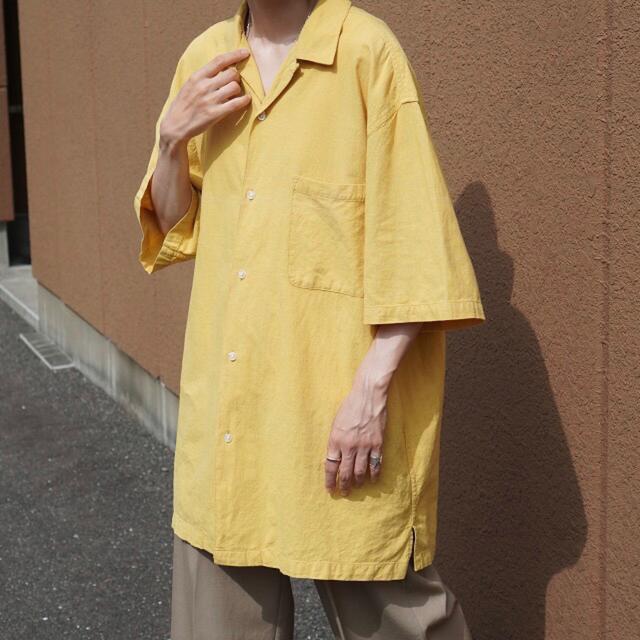 【人気】ペプシコーラ オープンカラーシャツ リネンシャツ  イエロー 90s