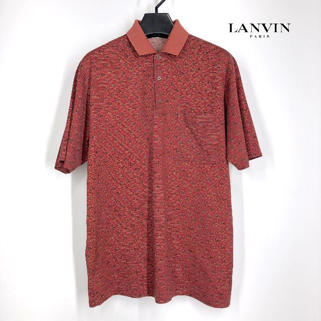 LANVIN(ランバン)の◆ LANVIN ◆ ロゴ刺繍総柄ポロシャツ L イタリア製 オレンジ メンズのトップス(ポロシャツ)の商品写真