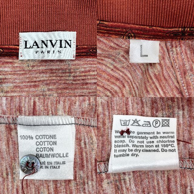 LANVIN(ランバン)の◆ LANVIN ◆ ロゴ刺繍総柄ポロシャツ L イタリア製 オレンジ メンズのトップス(ポロシャツ)の商品写真