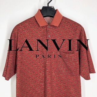 ランバン(LANVIN)の◆ LANVIN ◆ ロゴ刺繍総柄ポロシャツ L イタリア製 オレンジ(ポロシャツ)