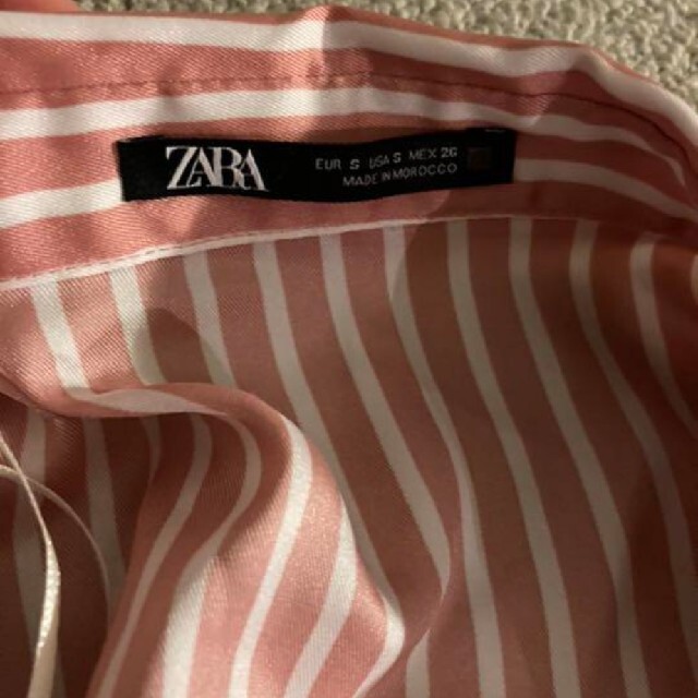 ZARA(ザラ)のZARA ストライプ柄 シャツワンピース ピンク S レディースのワンピース(ロングワンピース/マキシワンピース)の商品写真