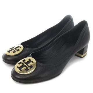 トリーバーチ(Tory Burch)のトリーバーチ パンプス ラウンドトゥ チャンキーヒール 装飾 黒 6.5(ハイヒール/パンプス)