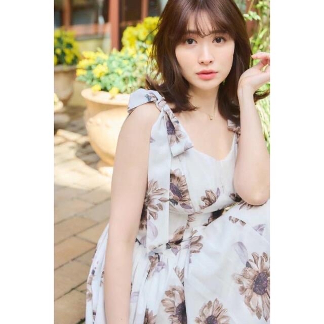 〔Her lip to〕Sunflower-Printed Midi Dress94ウエスト