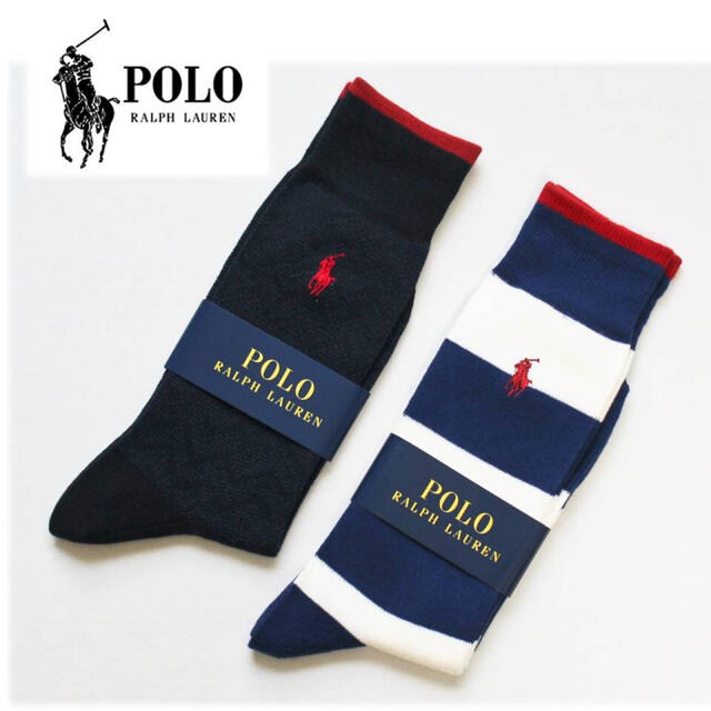 POLO RALPH LAUREN(ポロラルフローレン)の《ポロ ラルフローレン》新品 ロゴ刺繍 オシャレ ソックス 2足 25~27cm メンズのレッグウェア(ソックス)の商品写真