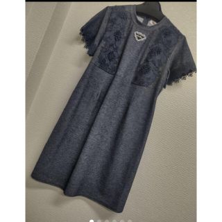 カタログ掲載品♪ショルダーレースが可愛いニットデニムワンピース♡
