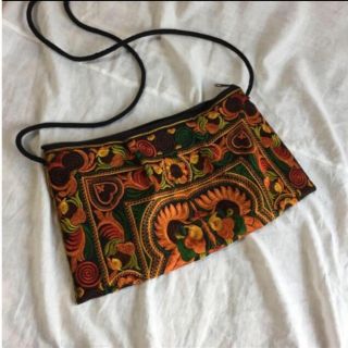 select  vintage 刺繍 編み バッグ orange(ショルダーバッグ)