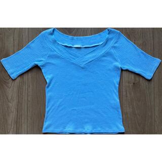 ジーユー Tシャツ(レディース/半袖)（ブルー・ネイビー/青色系）の通販 