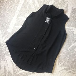 アズールバイマウジー(AZUL by moussy)の新品！未使用!!AZULシースルーノースリーブシャツ　黒　フリーサイズ(シャツ/ブラウス(半袖/袖なし))