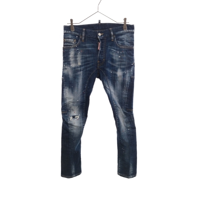 DSQUARED2 ディースクエアード 20AW Tidy Biker Jean ペイントデザイン バイカーデニムパンツ ジーンズ インディゴ S71LB0776 S30342