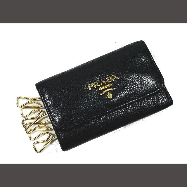 プラダ PRADA ロゴ入り ゴールド金具 グレインレザー 6連 キーケース