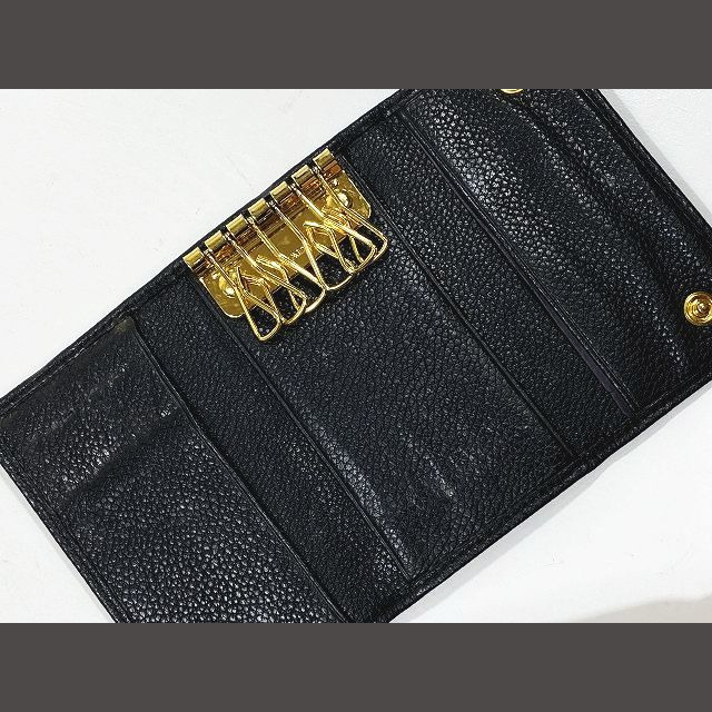 プラダ PRADA ロゴ入り ゴールド金具 グレインレザー 6連 キーケース