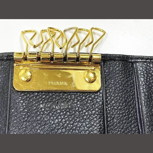 プラダ PRADA ロゴ入り ゴールド金具 グレインレザー 6連 キーケース